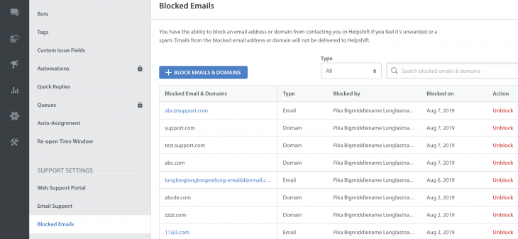 How Do I Block Email Domains Helpshift Knowledge Base Helpshift 